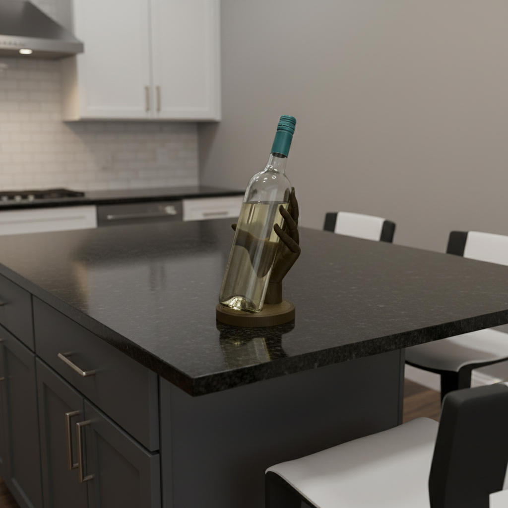 VinoGrip - Weinflaschenhalter in Form einer Holzpuppenhand