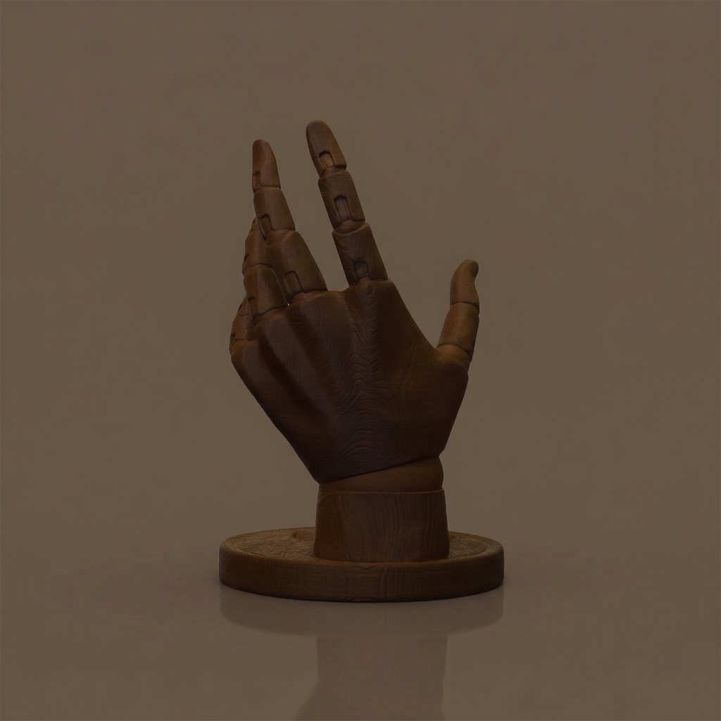 VinoGrip - Weinflaschenhalter in Form einer Holzpuppenhand